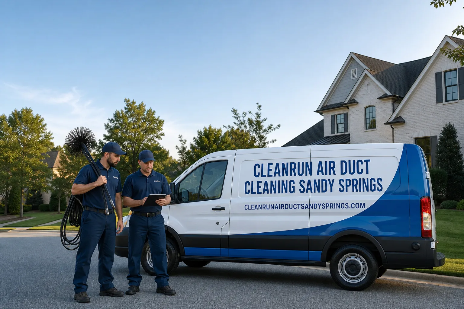 CleanRun Air Duct Cleaning Sandy Springs air duct cleaning service vehicle and crew in Sandy Springs, GA